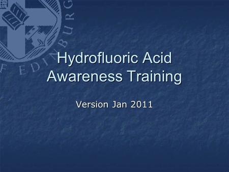 Hydrofluoric Acid Awareness Training