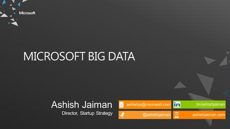 MICROSOFT BIG DATA. WHAT IS BIG DATA? How do I optimize my fleet based on weather and traffic patterns? SOCIAL & WEB ANALYTICS LIVE DATA FEEDS ADVANCED.