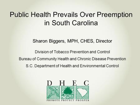 Public Health Prevails Over Preemption in South Carolina