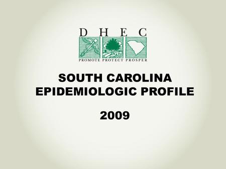SOUTH CAROLINA EPIDEMIOLOGIC PROFILE 2009. Data available in an Integrated Epidemiologic Profile Core Epi Section Socio-demographic characteristics of.