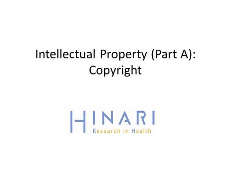 Intellectual Property (Part A): Copyright. Key Topics Part A Definitions & Background Copyright & Creative Commons Author Rights & Open Access Part B.