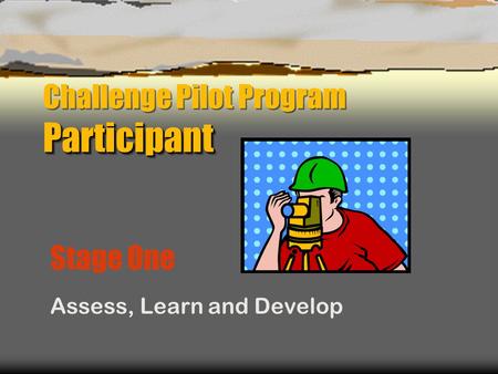 Participant Challenge Pilot Program Participant Stage One Assess, Learn and Develop.