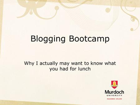 Blogging Bootcamp Why I actually may want to know what you had for lunch.
