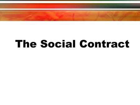 The Social Contract.