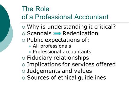 The Role of a Professional Accountant