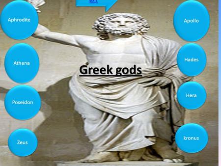 Greek gods Apollo Aphrodite Athena exit Hades Hera Poseidon kronus Zeus.