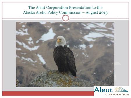 The Aleut Corporation Presentation to the Alaska Arctic Policy Commission – August 2013.