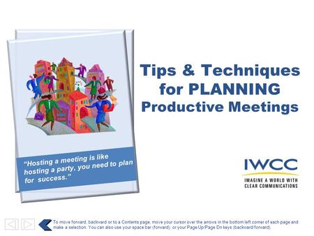 for PLANNING Productive Meetings