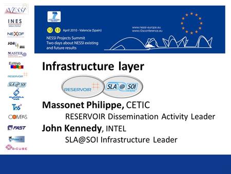 Infrastructure layer Massonet Philippe, CETIC RESERVOIR Dissemination Activity Leader John Kennedy, INTEL Infrastructure Leader.