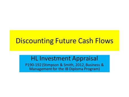 Discounting Future Cash Flows