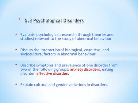5.3 Psychological Disorders