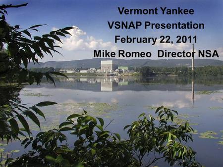 Vermont Yankee VSNAP Presentation February 22, 2011 Mike Romeo Director NSA.