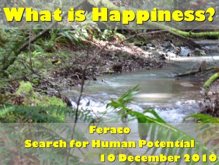 What is Happiness? Feraco Search for Human Potential 10 December 2010.