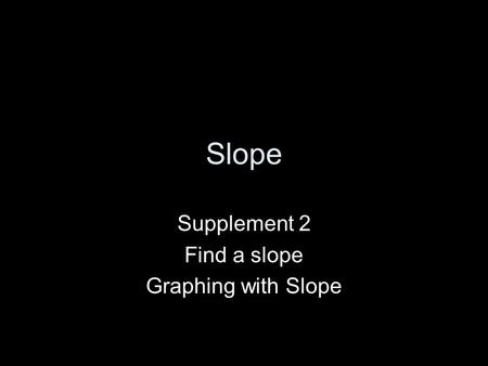 Slope Supplement 2 Find a slope Graphing with Slope.