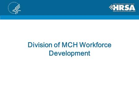 Division of MCH Workforce Development. The BIG Picture Associate Administrator, MCH Dr. Michael Lu Division of MCH Workforce Development Administrator,