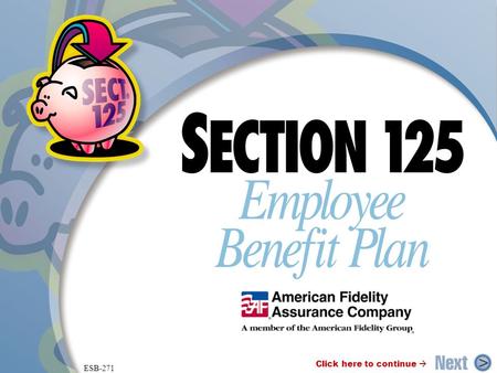 ESB-271 Click here to continue . ® What is a Section 125 Plan? A Section 125 Plan allows you to deduct needed benefits from gross earnings before taxes.