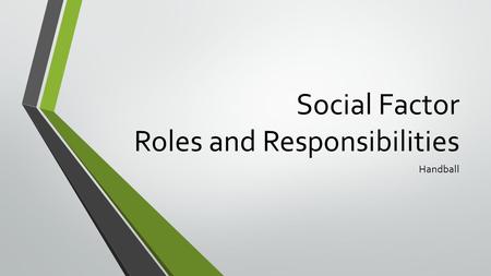 Social Factor Roles and Responsibilities