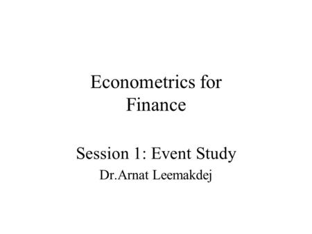 Econometrics for Finance