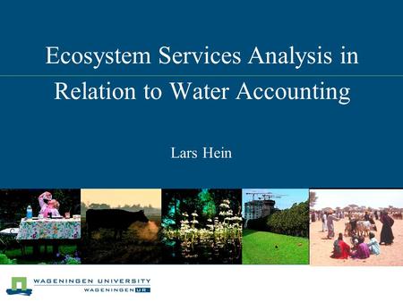 Ecosystem Services Analysis in Relation to Water Accounting Lars Hein.