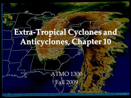 Extra-Tropical Cyclones and Anticyclones, Chapter 10