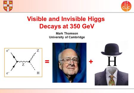 Visible and Invisible Higgs Decays at 350 GeV Mark Thomson University of Cambridge =+