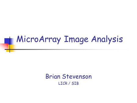 MicroArray Image Analysis