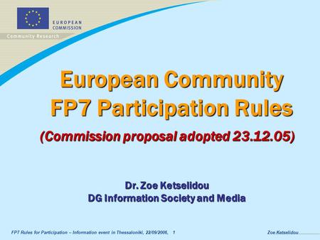 European Community FP7 Participation Rules