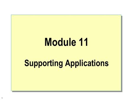 1 Module 11 Supporting Applications. 2  Overview Subsystems Overview Supporting Win32-based Applications Supporting MS-DOS-based and Win16-based Applications.
