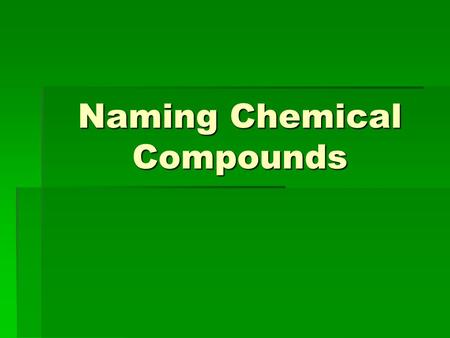 Naming Chemical Compounds. Beating The System  The system of naming that is used world- wide today is called the IUPAC system.  IUPAC is an acronym.