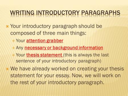 how to write an introductory paragraph for an essay