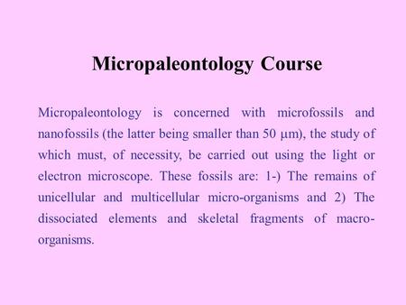 Micropaleontology Course