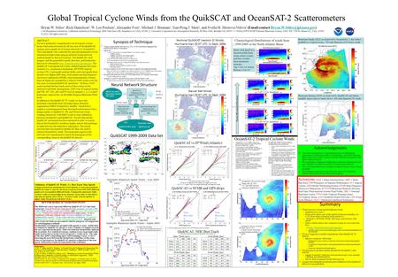 Global Tropical Cyclone Winds from the QuikSCAT and OceanSAT-2 Scatterometers Bryan W. Stiles 1, Rick Danielson 2, W. Lee Poulsen 1, Alexander Fore 1,