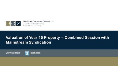 Valuation of Year 15 Property – Combined Session with Mainstream