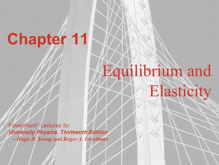 Equilibrium and Elasticity