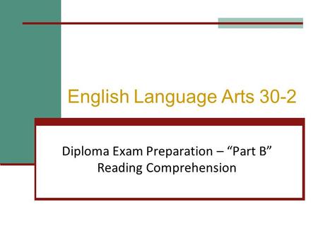 English Language Arts 30-2