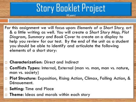 Story Booklet Project (40 points)