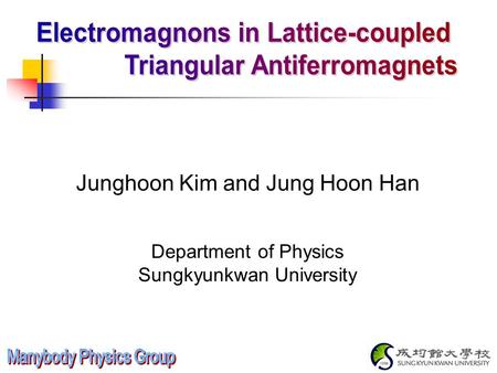Junghoon Kim and Jung Hoon Han Department of Physics Sungkyunkwan University.