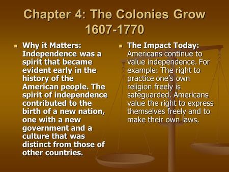 Chapter 4: The Colonies Grow