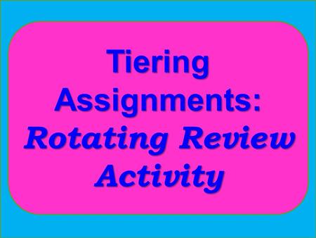 Tiering Assignments: Rotating Review Activity. Quick! Grab a NET! What do you think of when I say the word What do you think of when I say the word “net?”