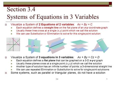 Section 3.4 Systems of Equations in 3 Variables
