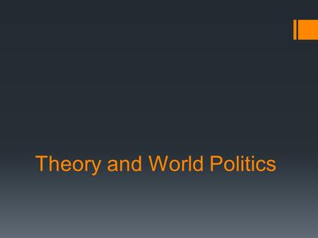 Theory and World Politics