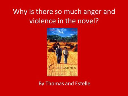 Why is there so much anger and violence in the novel? By Thomas and Estelle.