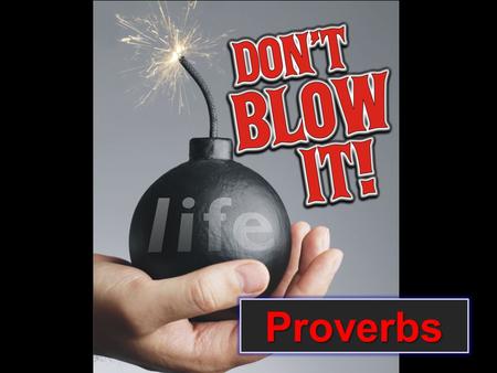 Proverbs. shouldn’t have gotten Nobody ever plans to blow up their life. They just don’t plan not to.