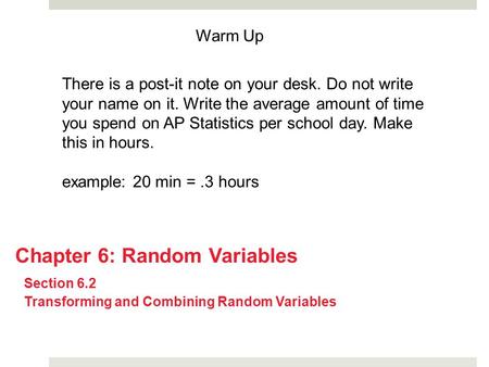 Chapter 6: Random Variables