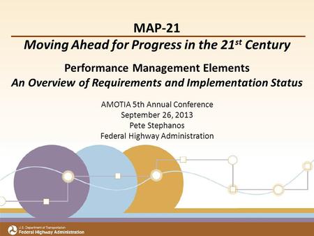 Title Subtitle Meeting Date Office of Transportation Performance Management MAP-21 Moving Ahead for Progress in the 21 st Century Performance Management.