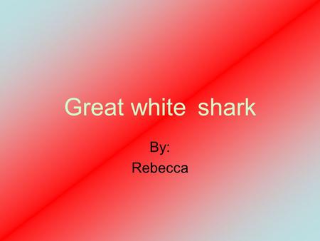 Great white shark By: Rebecca. I want food Were is some fish when you need food!!! My gills hurt.