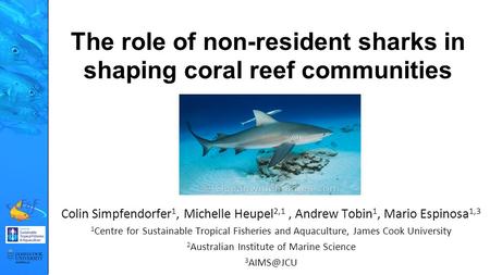 The role of non-resident sharks in shaping coral reef communities Colin Simpfendorfer 1, Michelle Heupel 2,1, Andrew Tobin 1, Mario Espinosa 1,3 1 Centre.