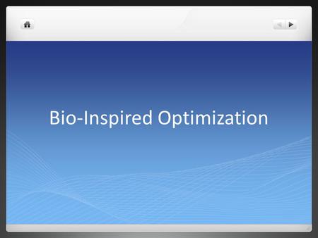 Bio-Inspired Optimization. Our Journey – For the remainder of the course A brief review of classical optimization methods The basics of several stochastic.