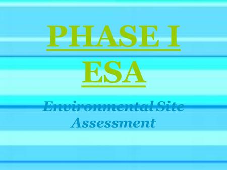 PHASE I ESA Environmental Site Assessment. PURPOSE PRODVIDE PROFESSIONAL OPINION ON THE POTENTIAL FOR CURRENT PRESEMCE PF (REC’S) AT THE SUBJECT PROPERTY.