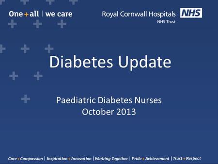 Paediatric Diabetes Nurses October 2013 Diabetes Update.